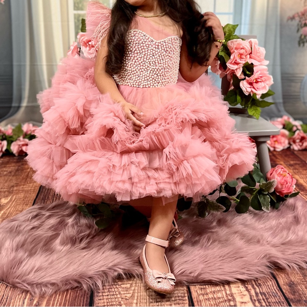 Blush pink little girl dress